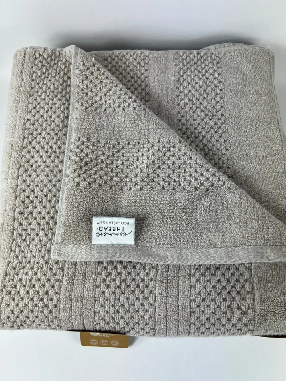 2 PC Common Thread Eco Melange BAMBOO Bath Towels Tan Oversized Zero Twist NEW